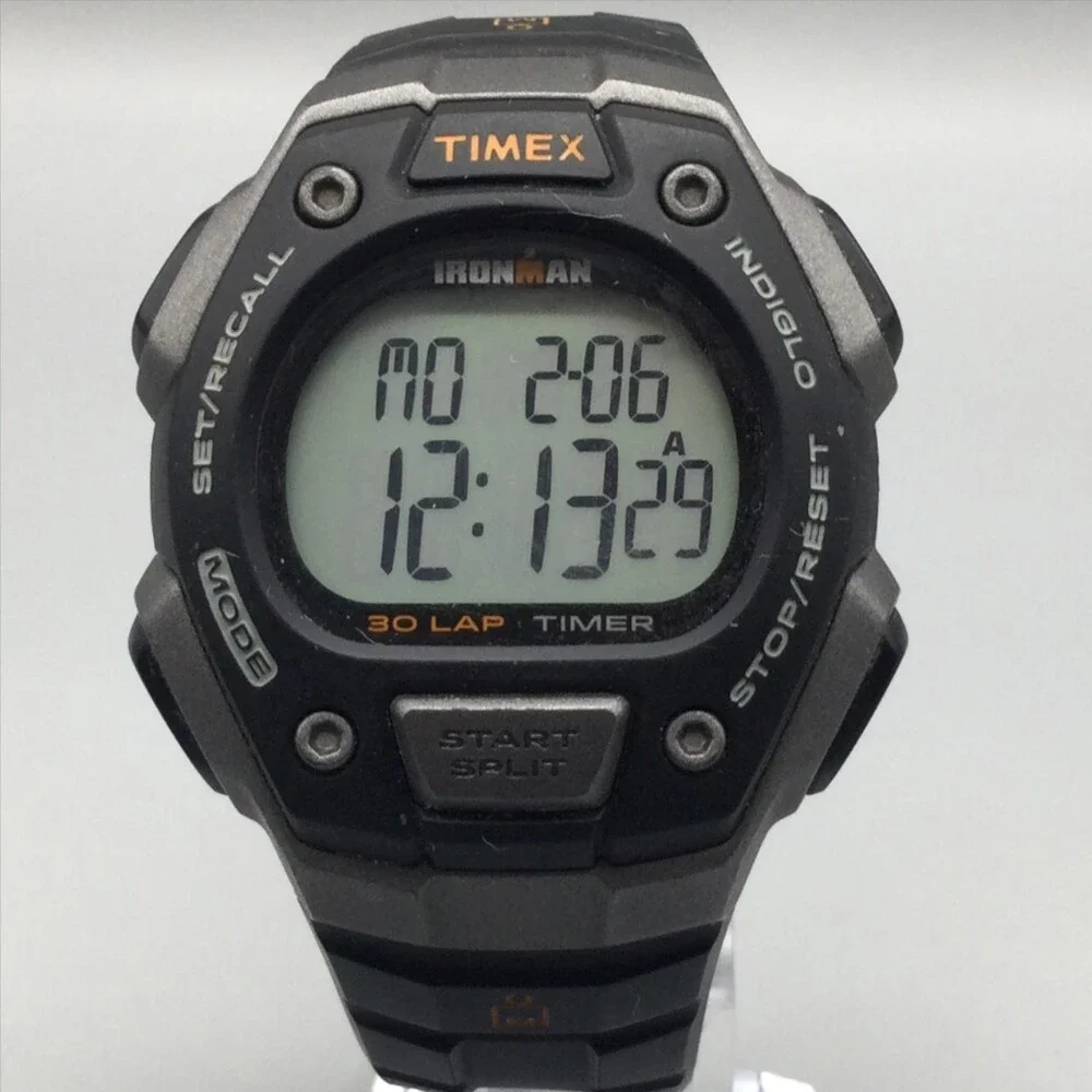Timex Ironman 30 Lap Mens Watch 41mm Digital 30 Lap Black Indiglo New Battery